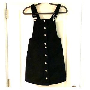 Black denim overall dress